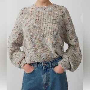 JUST Female Almine Mohair Blend Neutral Knit Speckled Crewneck Sweater Size XS